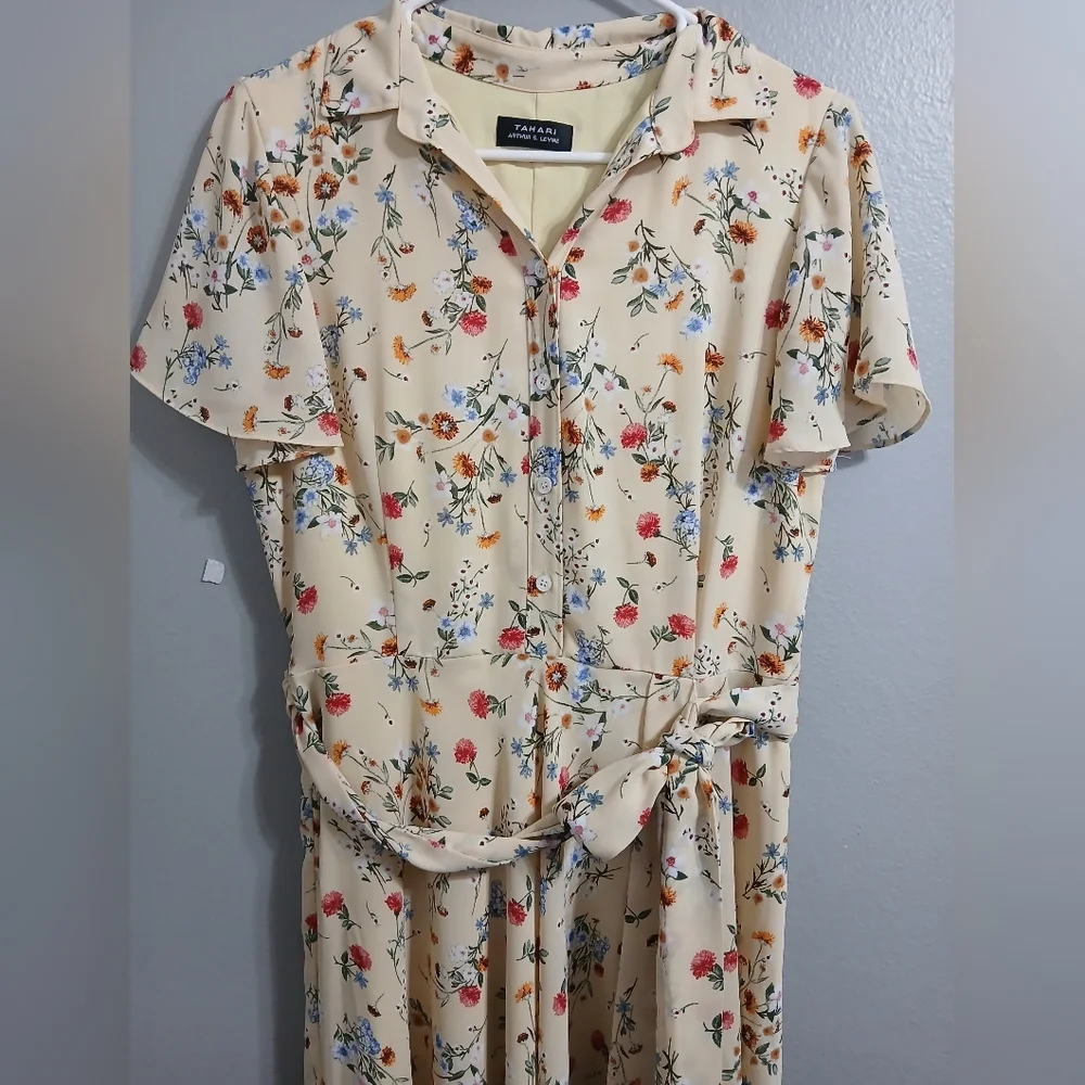 Tahari ASL Cream Midi Dress‎ Sophisticated and Versatile - Picture 3 of 13